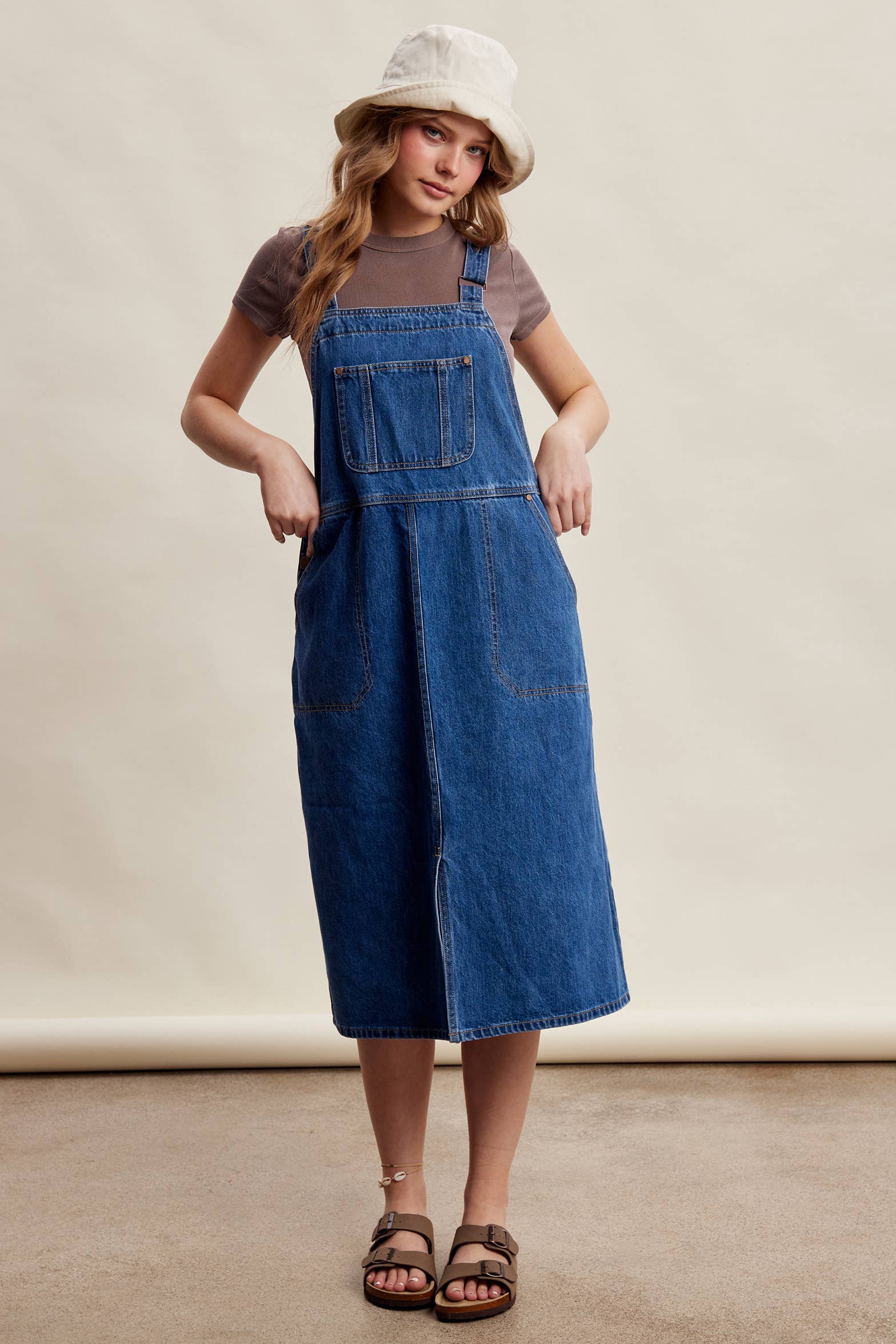 The Juliette Dress, Denim Overall Midi Dress
