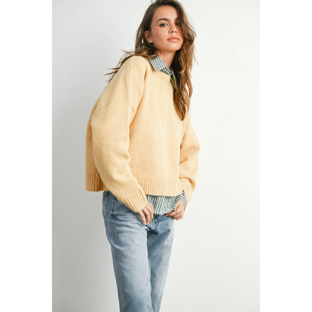 The Maren Bow Back Sweater | Soft Camel