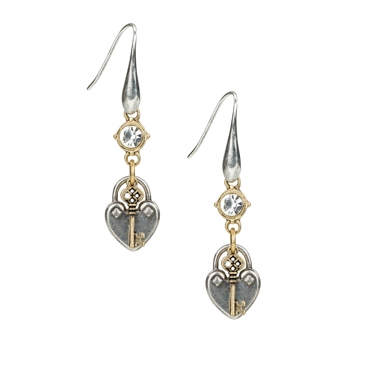 Heart/Key Drop Earrings - Paris Postcard