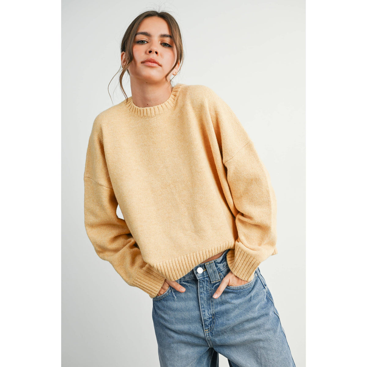 The Maren Bow Back Sweater | Soft Camel