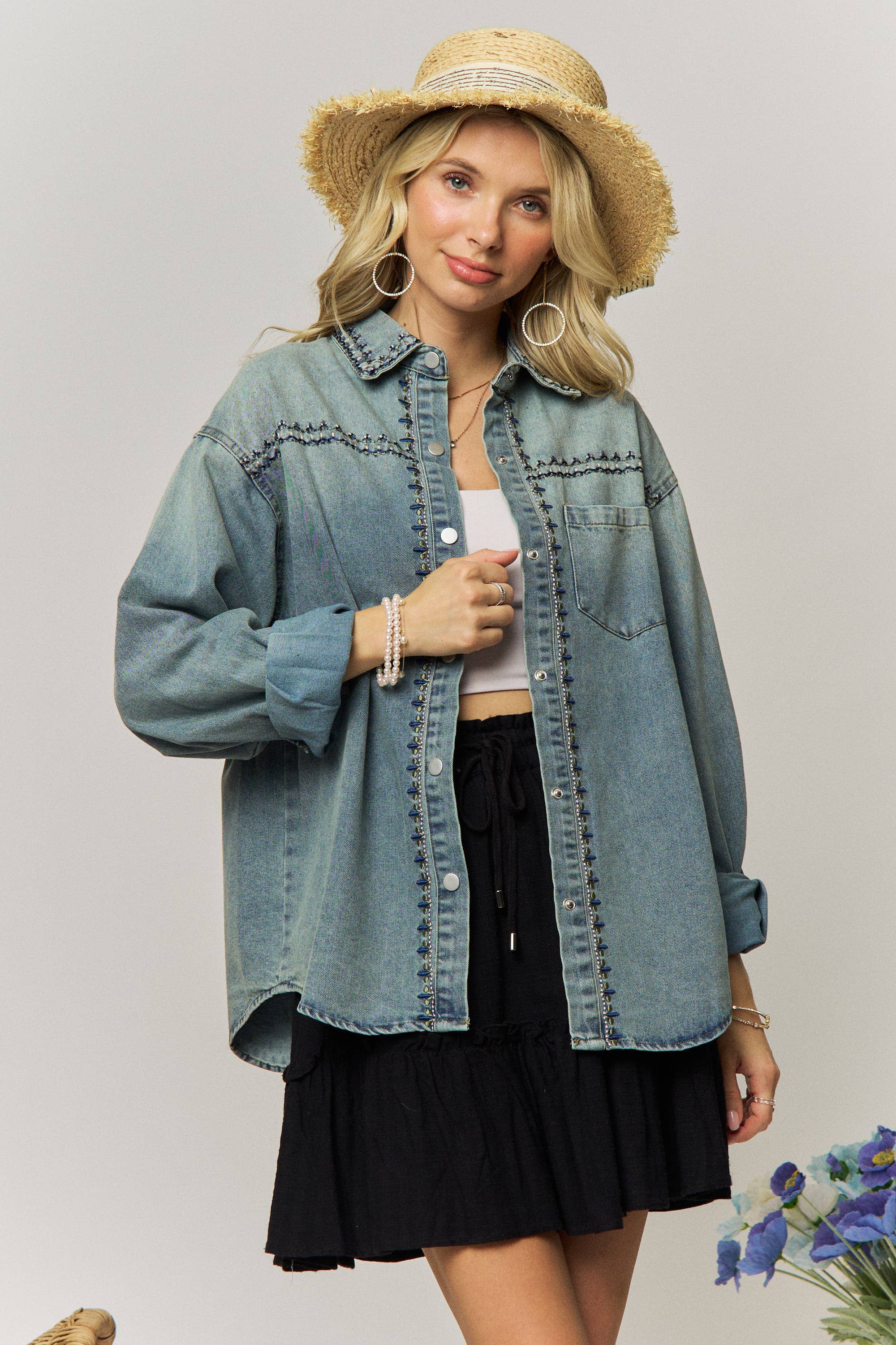 The Sabine Embroidered Denim Shirt