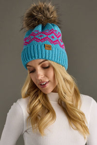 Thumbnail for Blue & Speckled Patterned Pom Hat