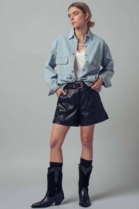 Thumbnail for Oversized Pinstripe Button-Up Shirt