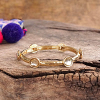 Thumbnail for Jeweled Golden Bangle - with Faceted glass oval colorful jewels