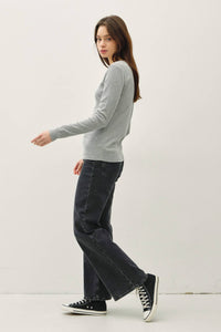 Thumbnail for RIBBED COTTON ROUND NECK BASIC TOP