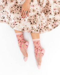 Thumbnail for Cherry Blossom Sheer Crew Sock