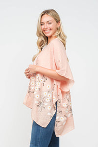 Thumbnail for Alicia Daisy Embroidered Kimono- Salmon