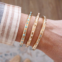 Thumbnail for Gold-Tone Eternity Stretch Bangle – Pearls, Turquoise, or Crystals