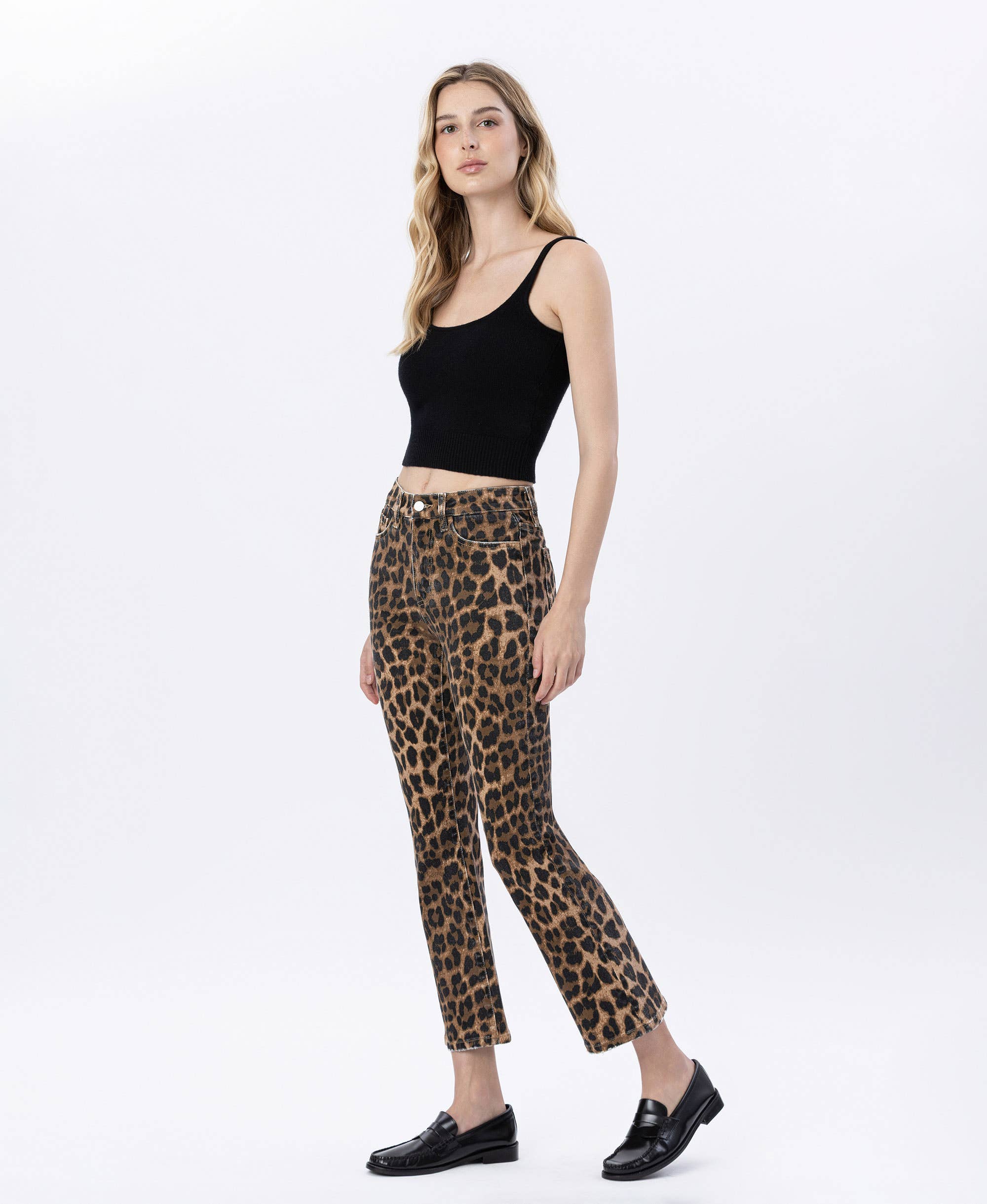 The Romy Leopard Kick Flare Jean