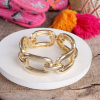 Thumbnail for Chunky Chain Statement Stretchy Bangle Bracelet in gold or silver tone