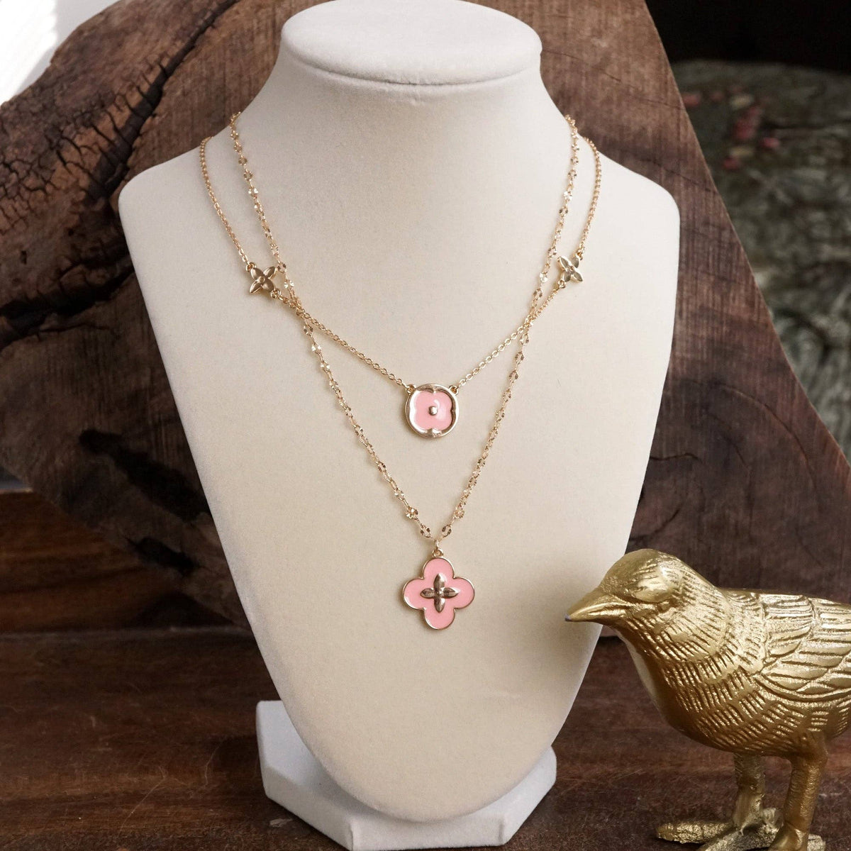 Clover Dainty Layered Necklace – Gold Tone & Color Options