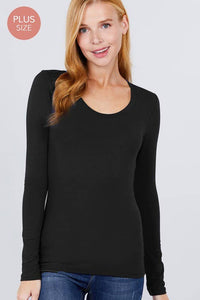 Thumbnail for [PLUS SIZE] Long Sleeve Scoop Neck Top