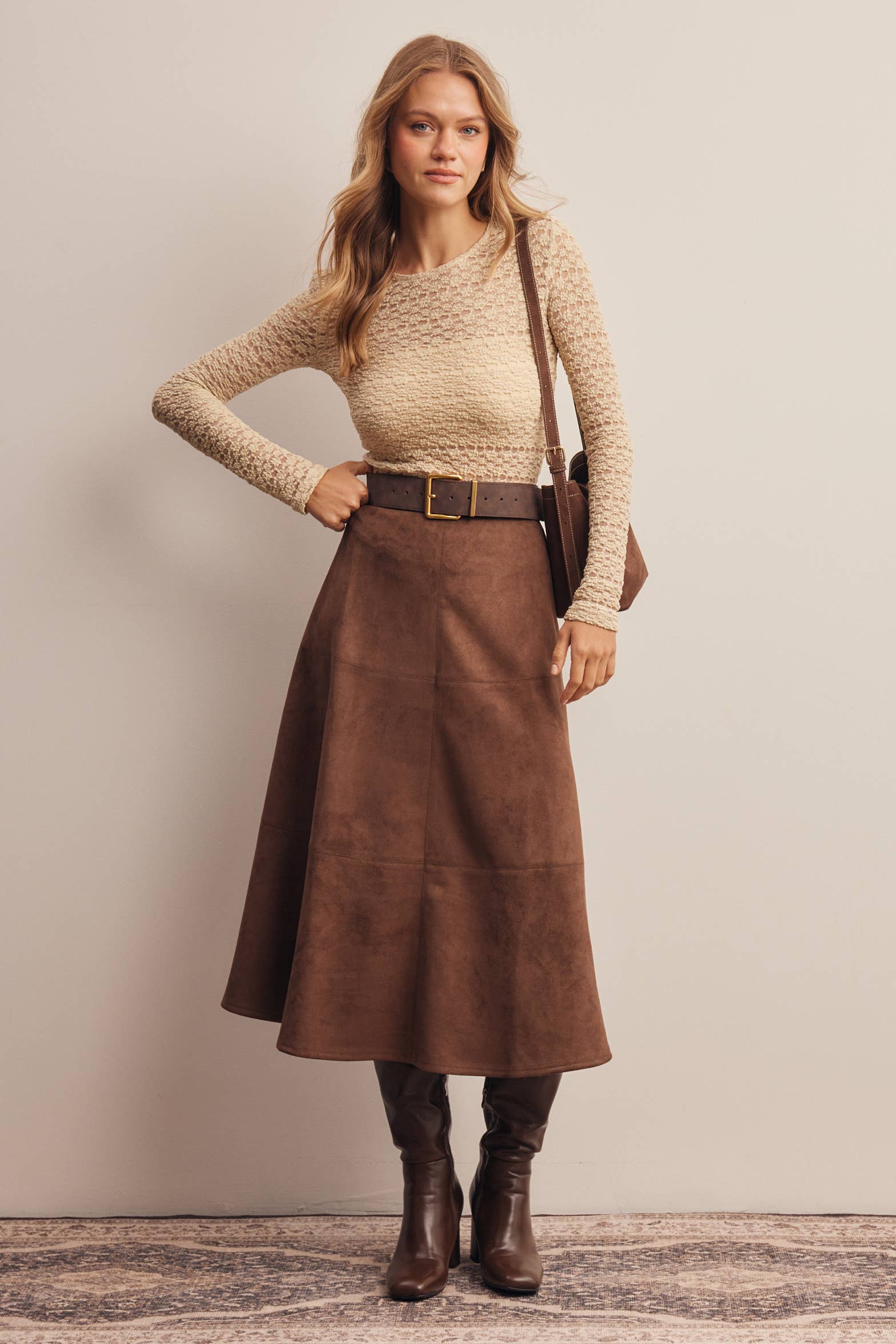 The Adelaide Suede Midi Skirt
