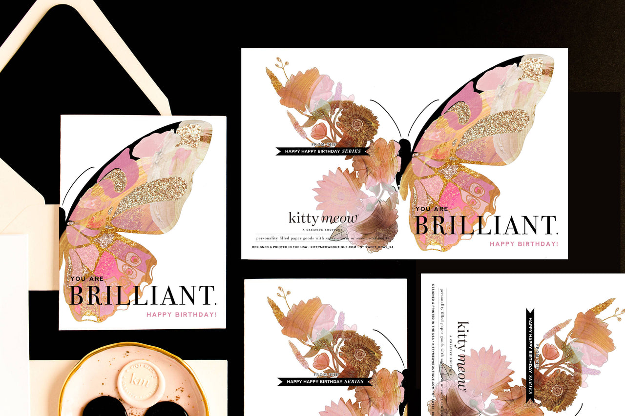 Brilliant Butterfly, Stylish Happy Birthday Greeting Card