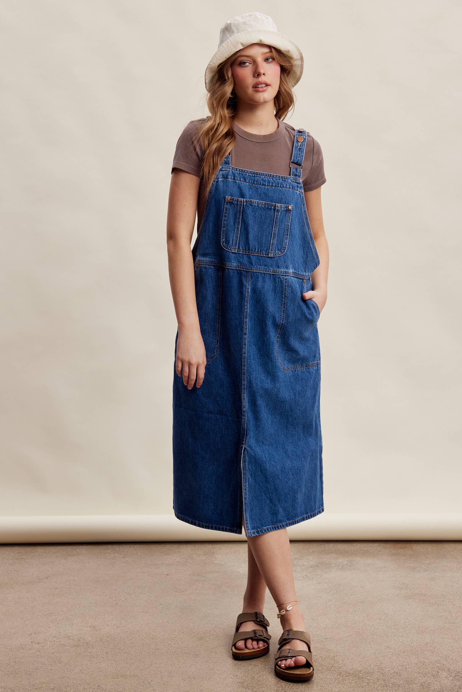 The Juliette Dress, Denim Overall Midi Dress