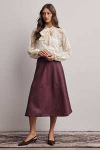 Thumbnail for Sheer Lace Tie Neck Blouse FT0059