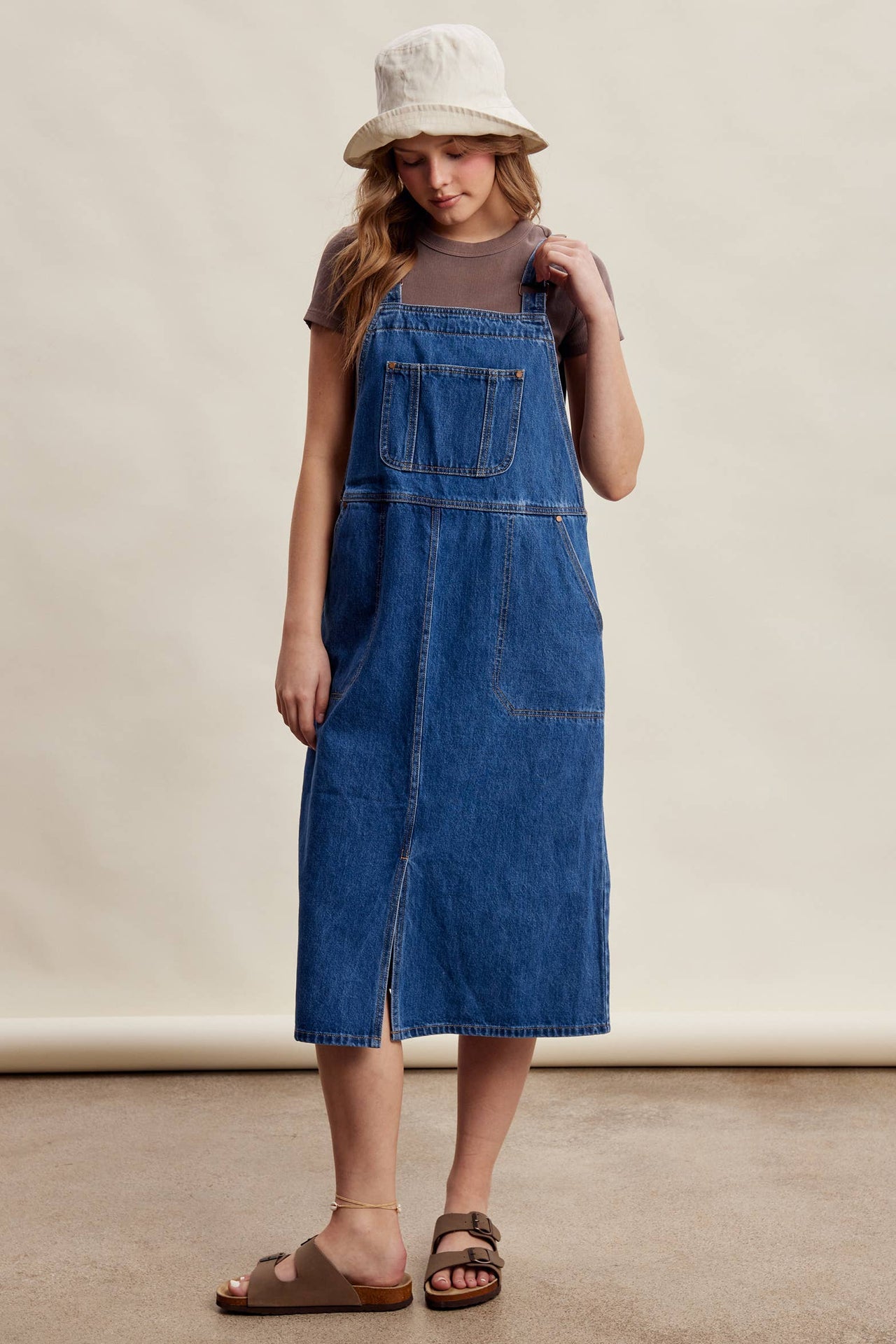 The Juliette Dress, Denim Overall Midi Dress S