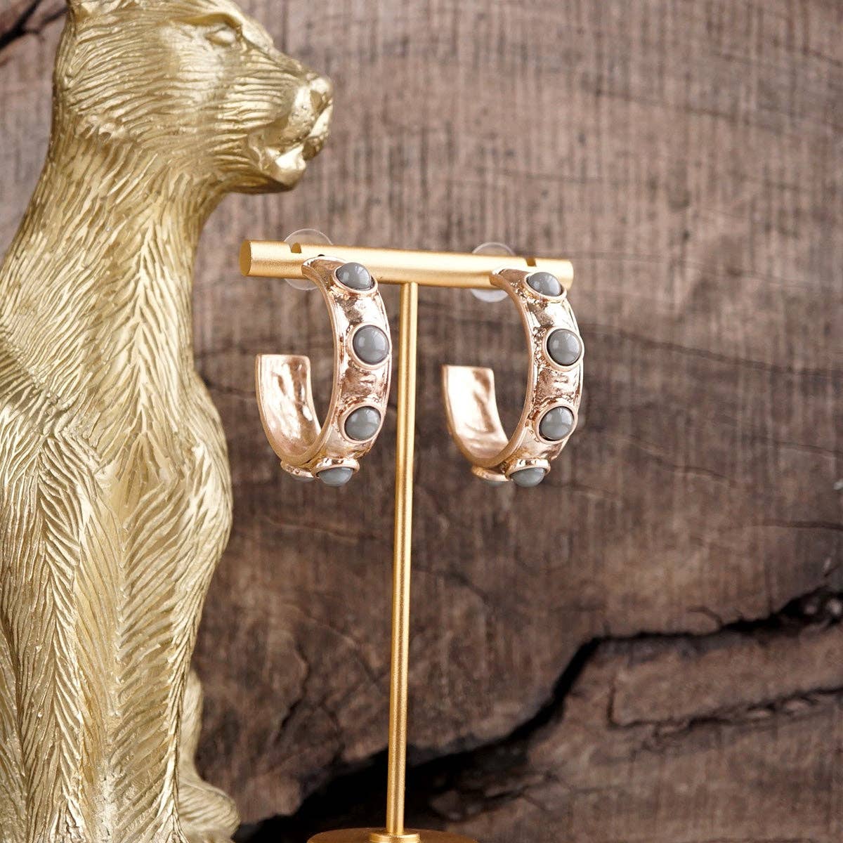 Jeweled Bubble Hoop Earrings – Colorful Acrylic Cabochons