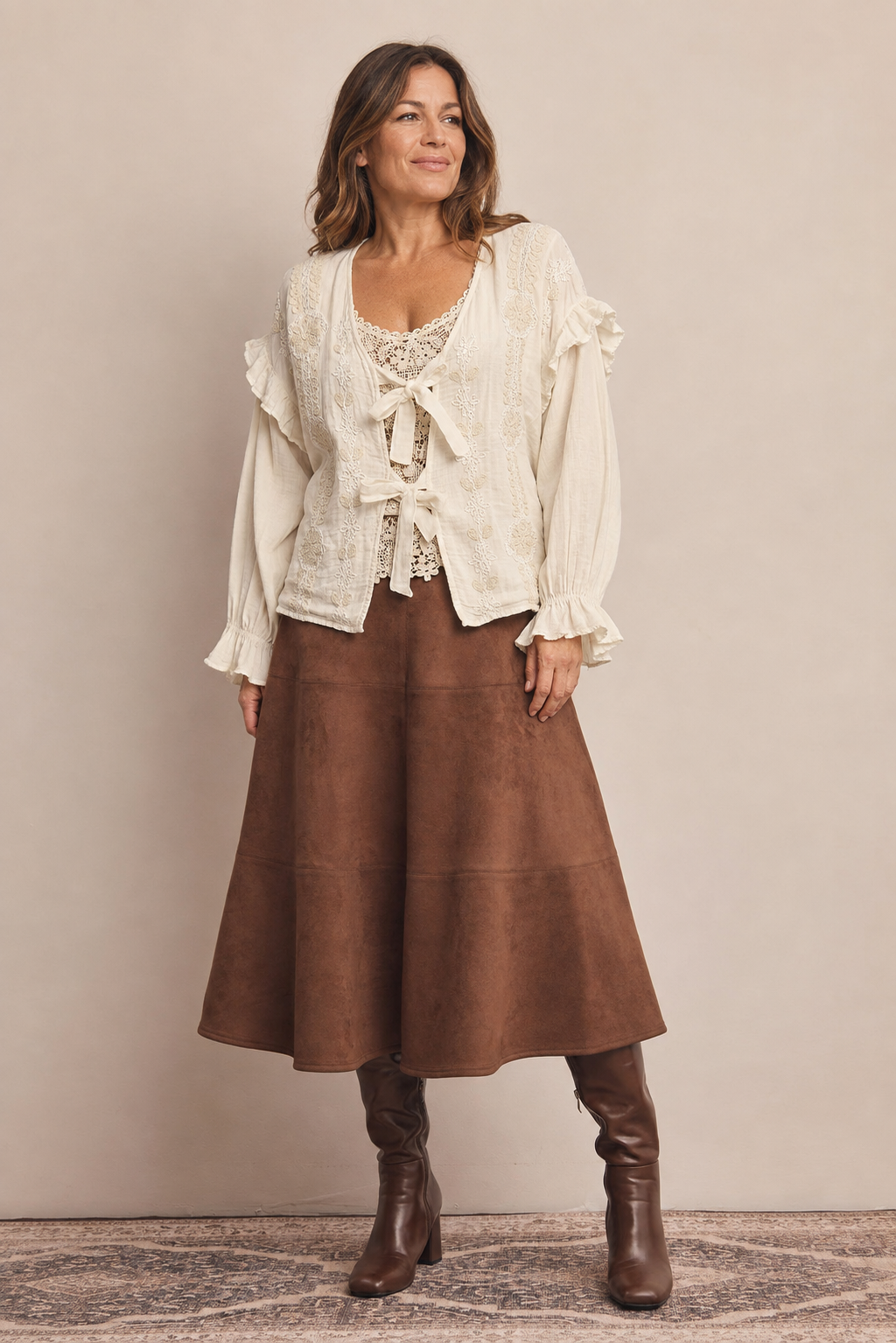 The Delphine Embroidered Gauze Top