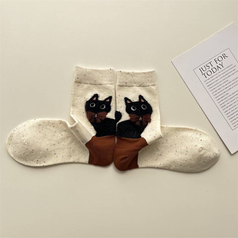 Adorable Cat Animal Pattern Casual Crew Socks