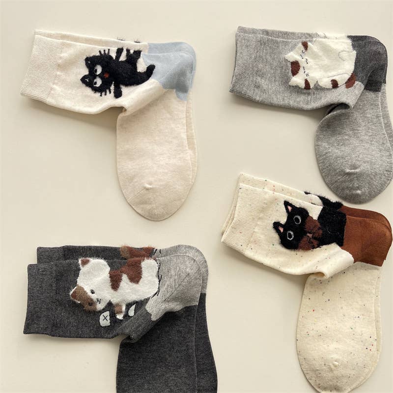 Adorable Cat Animal Pattern Casual Crew Socks