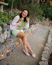Thumbnail for Flamingo Floral Sheer Crew Sock