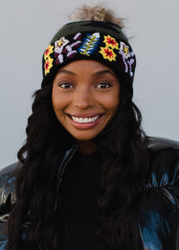 Thumbnail for Luxe Green Camo w/ Floral Pattern Cuff Pom Hat