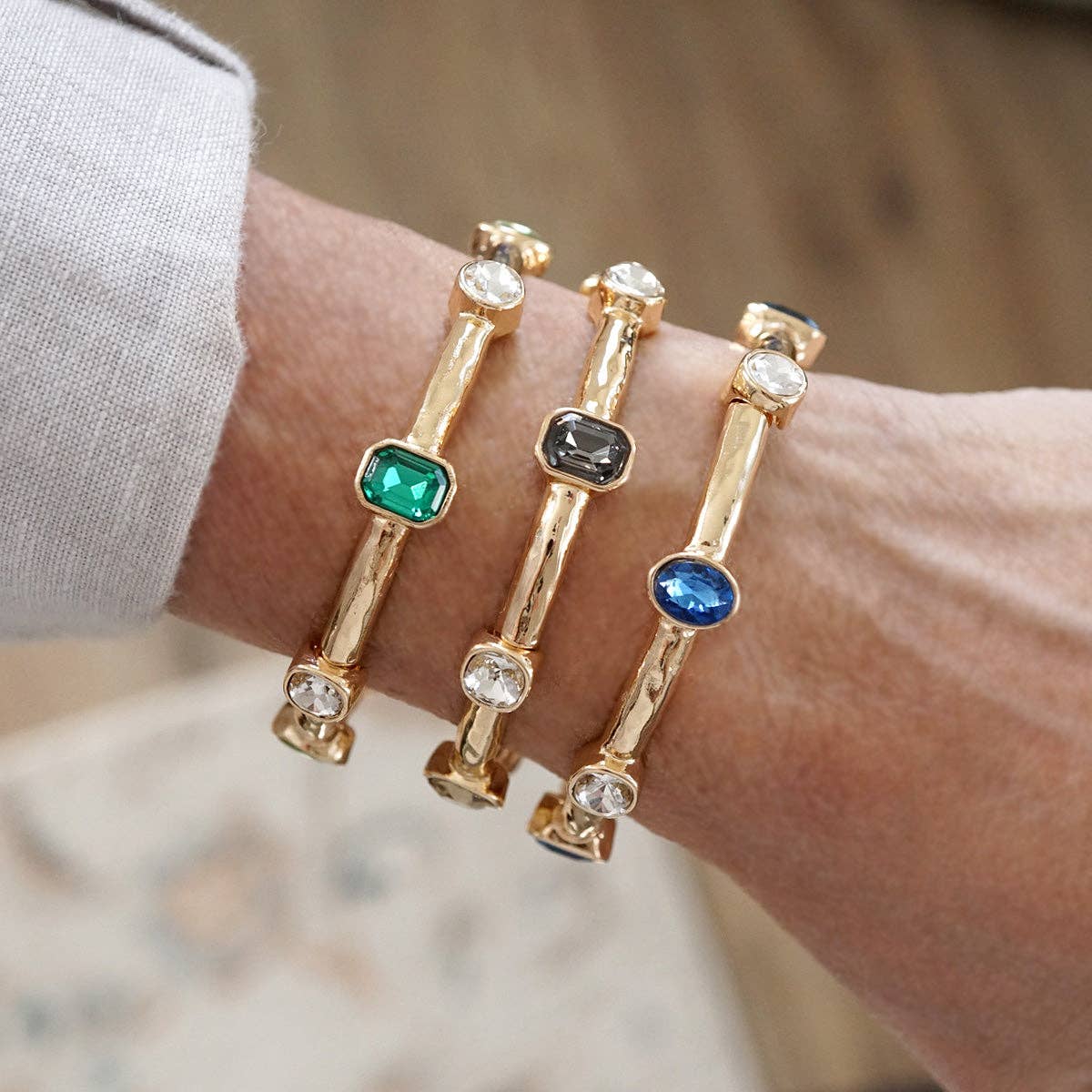 Radiant Stones – Jeweled Stretch Bangle Bracelet