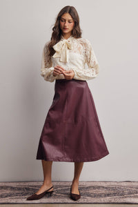 Thumbnail for Sheer Lace Tie Neck Blouse FT0059