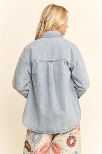Thumbnail for PLUS OVERSIZED DENIM JACKET FRONT CHEST POCKETS