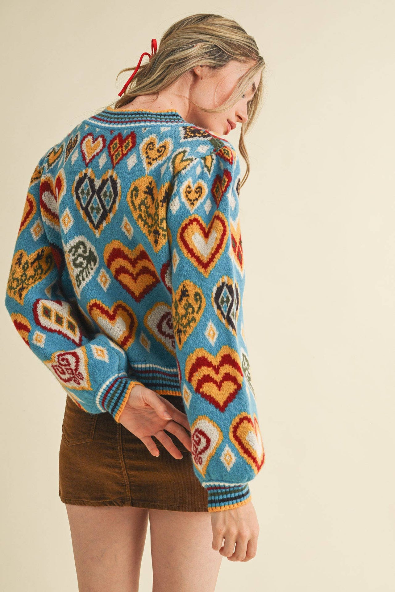 HEART PATTERN PULLOVER SWEATER