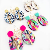 Thumbnail for Blue White Bold Fall Statement Earring