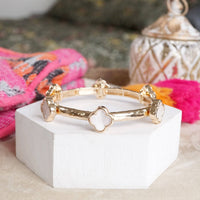 Thumbnail for Clover Stretchy Bangle Bracelet – White, Pink, Mint, Tortoise