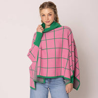 Thumbnail for Plaid Knit Poncho