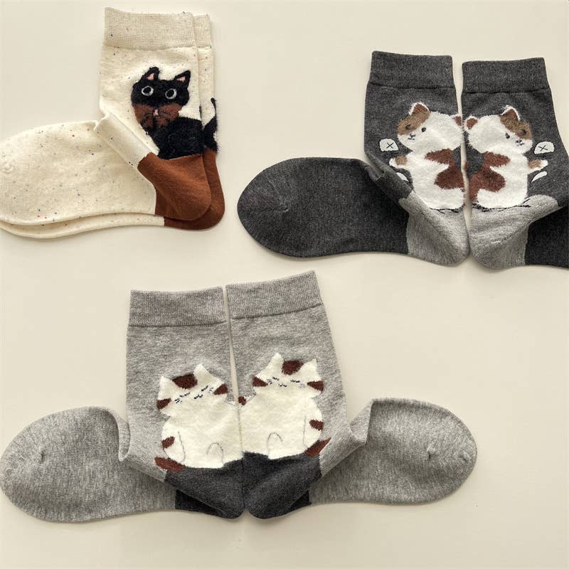 Adorable Cat Animal Pattern Casual Crew Socks