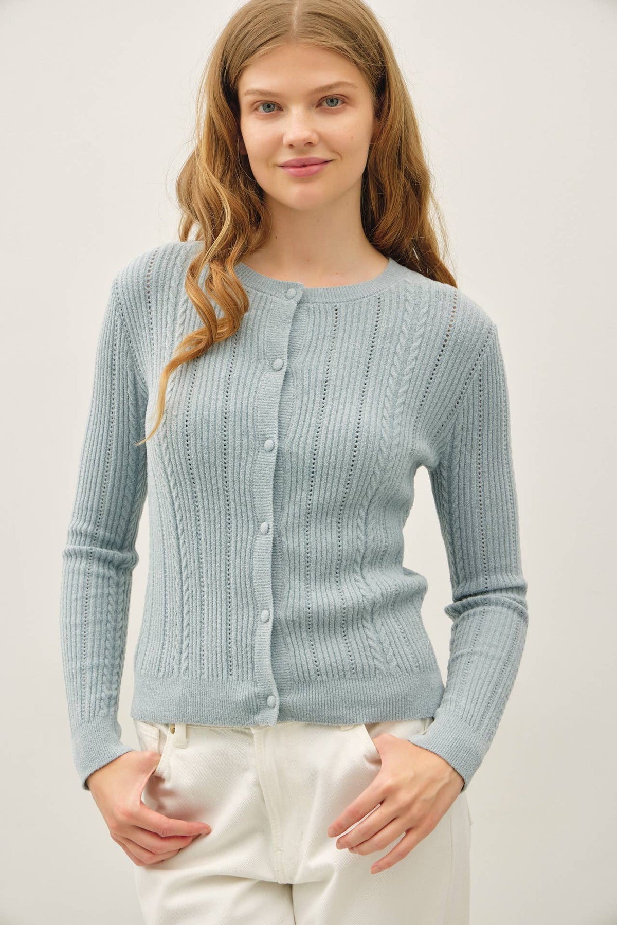 ULTRA SOFT POINTELLE FITTED CARDIGAN