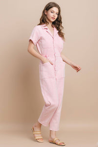 Thumbnail for ACID WASHED DENIM UTILITY JUMPSUIT