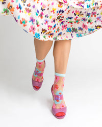 Thumbnail for Ribbon Roses Sheer Ankle Sock