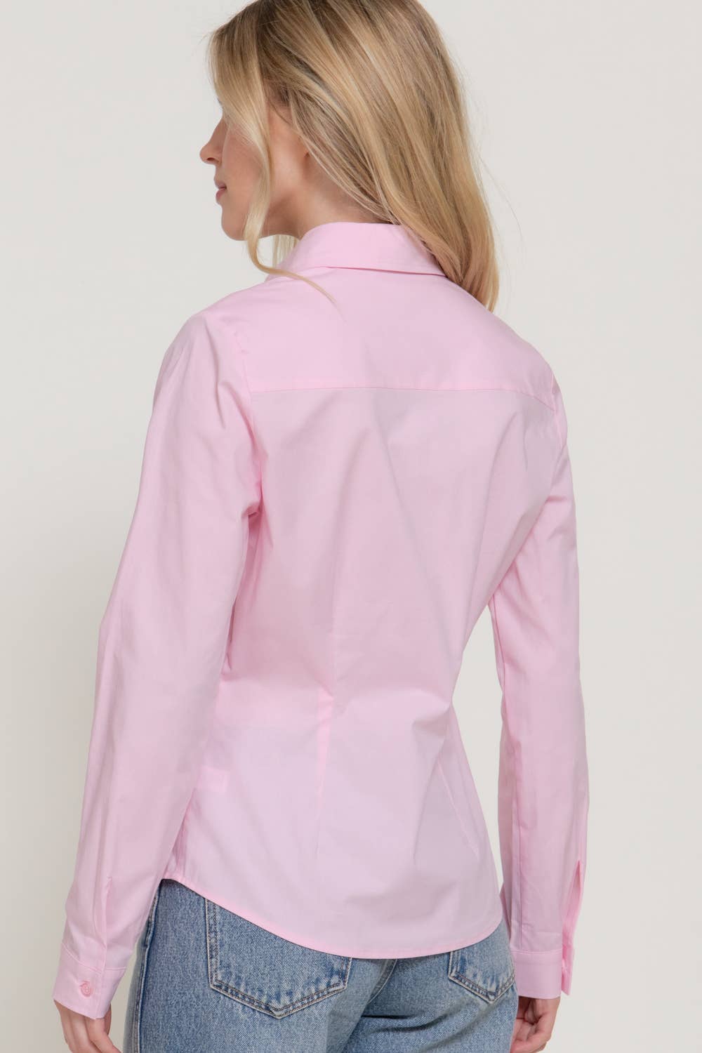 Long Sleeve Button Down Stretch Poplin Shirt