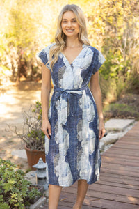 Thumbnail for Snap Button Faux Wrap Dress