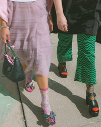 Thumbnail for Wicked Glinda Land Butterfly Shimmer Sheer Crew Sock