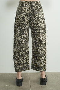 Thumbnail for Leopard Print Baggy Barrel Jeans with Wide-Leg Fit and Mid-Rise Waist