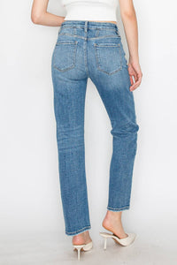 Thumbnail for WESTERN DETAILING HIGH RISE STRAIGHT LEG JEANS