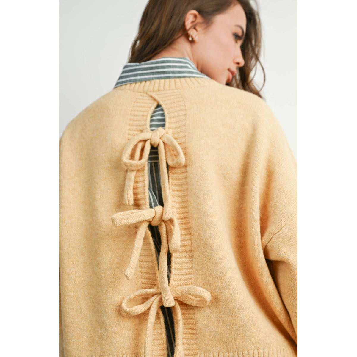 The Maren Bow Back Sweater | Soft Camel