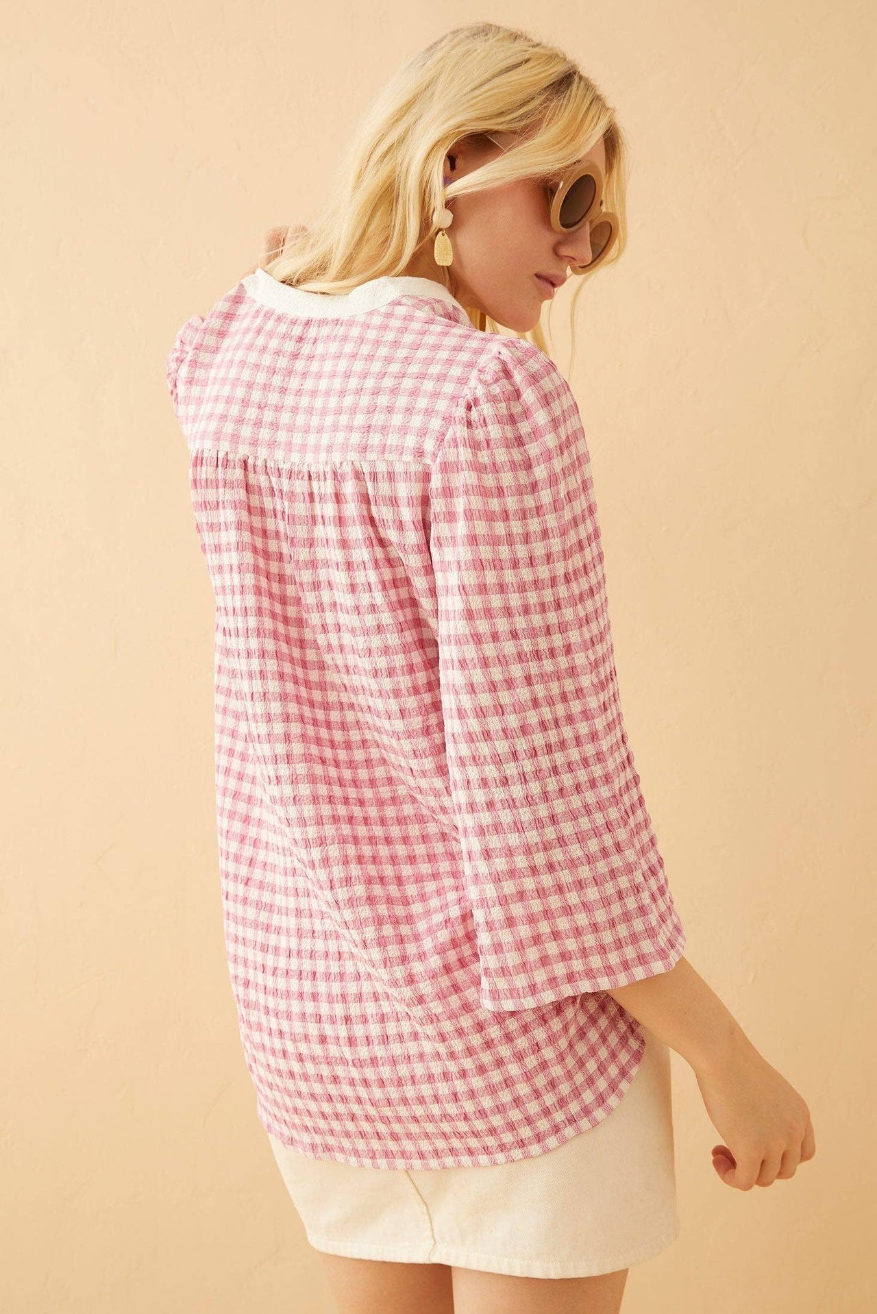 The Rosalie Top, Embroidered Gingham Blouse