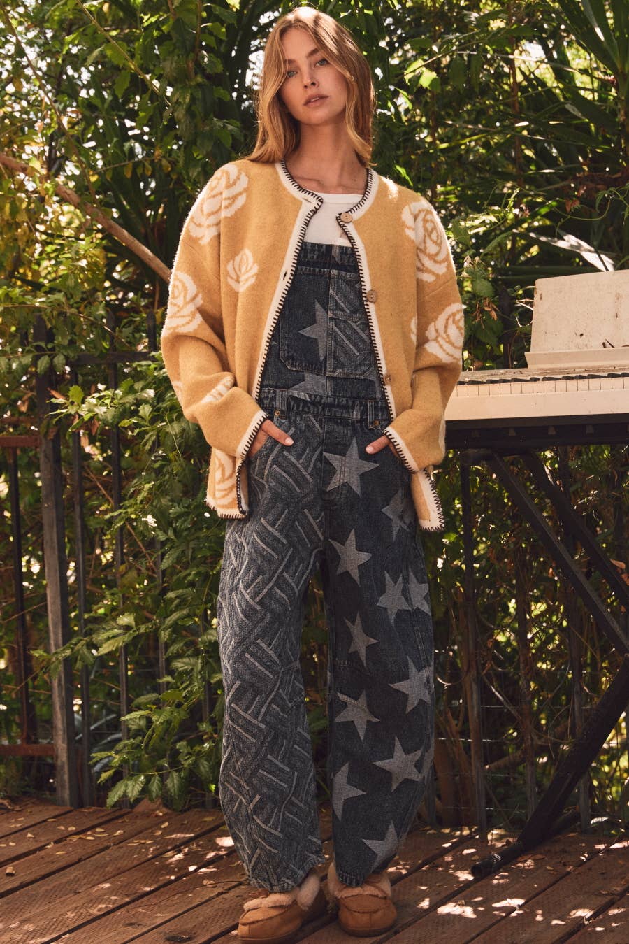 Plus Floral Intarsia Knit Cardigan