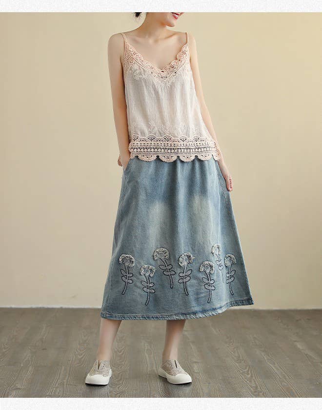 Lace Trim Camisole Stone Wash Tank Top