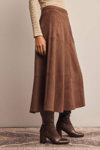 Thumbnail for Stretched Suede A-Line Midi Skirt FSK0023
