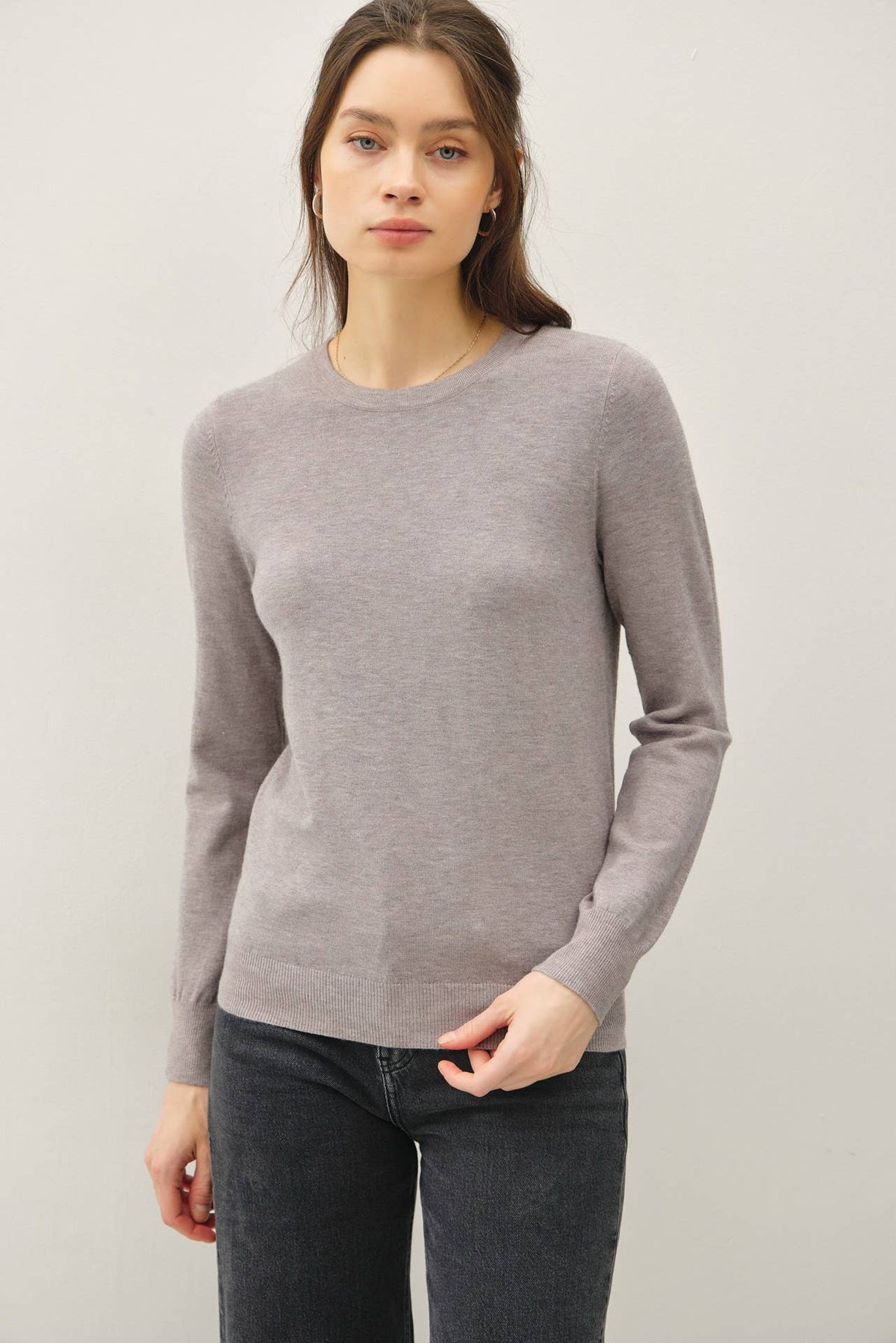 NEW COLOR-VISCOSE CREW NECK SOFT KNIT SWEATER