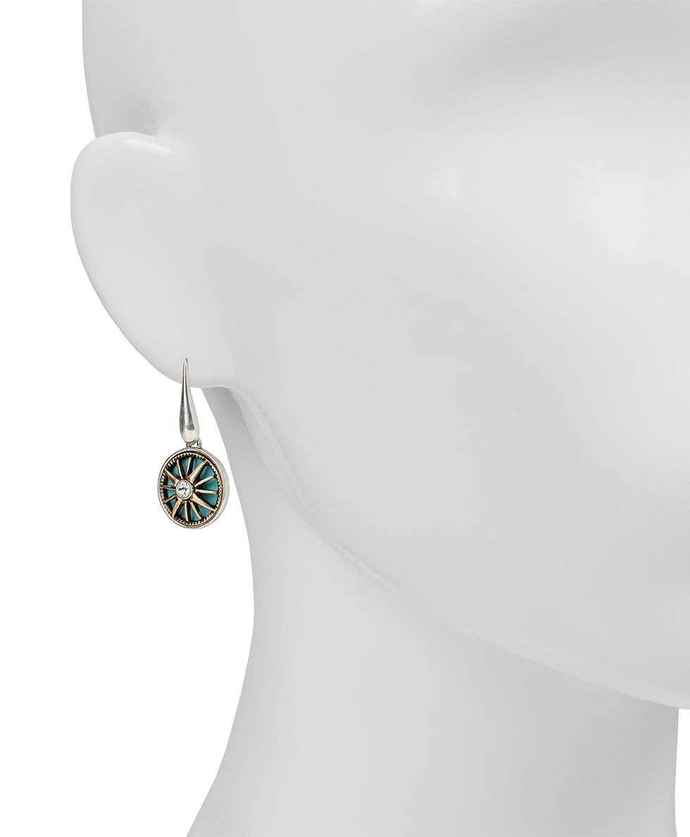 Small Aqua Dangle Earrings - Colored Compass Collection